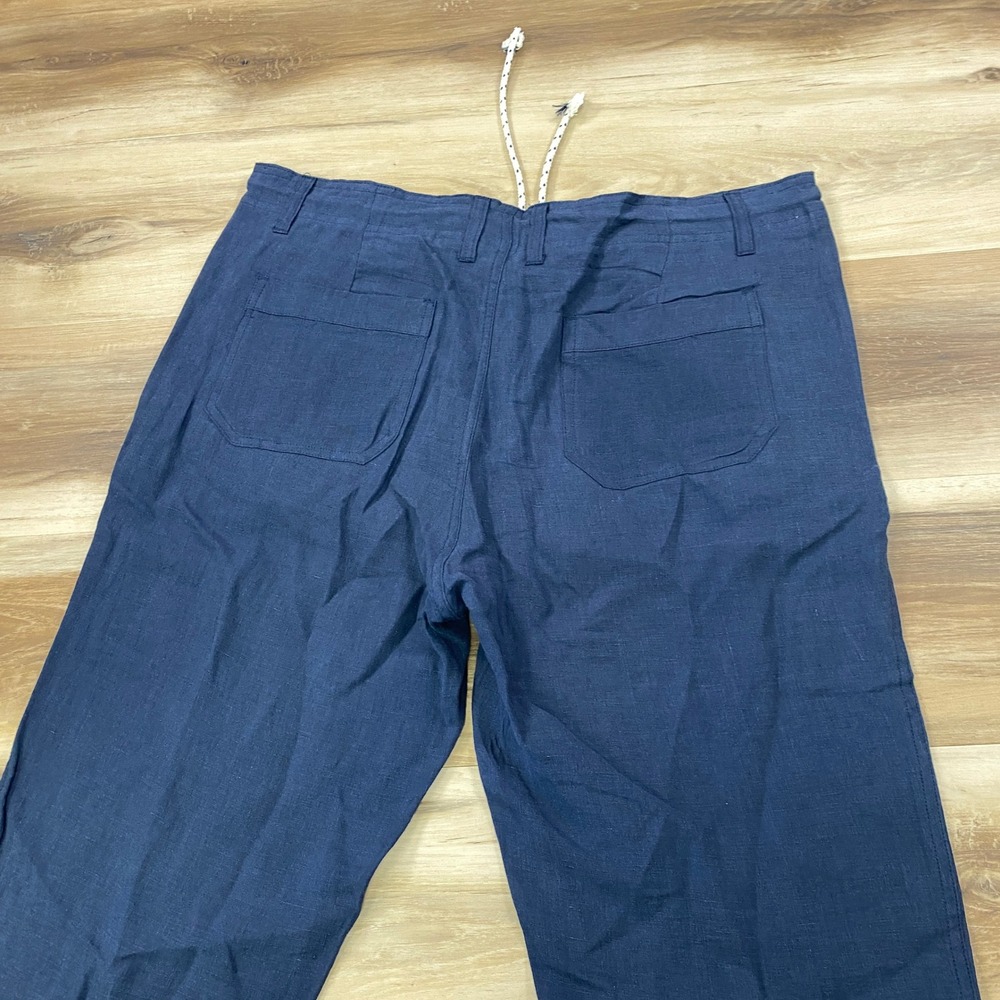 Free Line Athens Linen Pants Mens 34 Minimalist 100% Linen Straight Navy Summer - Picture 9 of 9